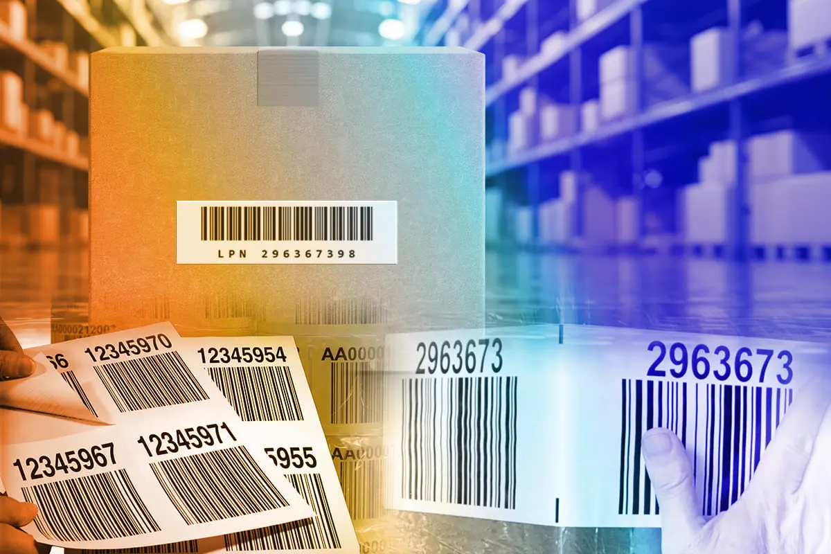 LPN Labels in a warehouse and applied to boxes