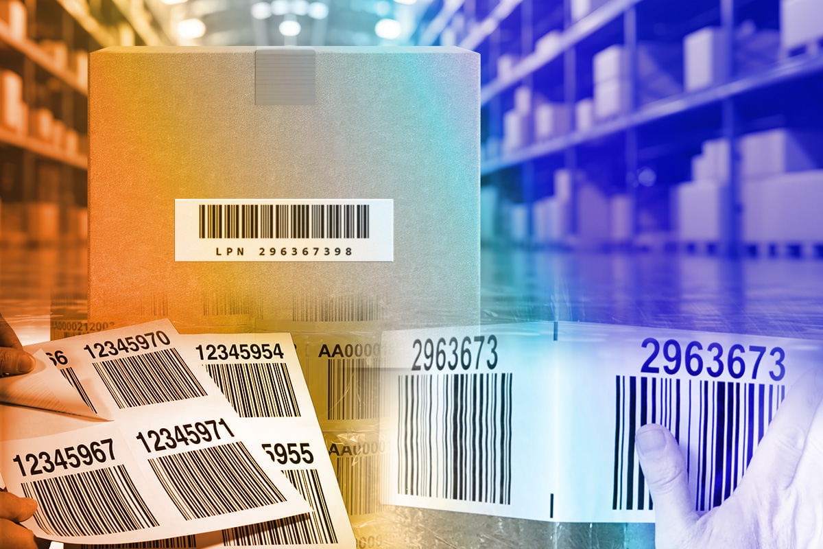 LPN Labels in a warehouse and applied to boxes
