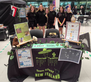 Precise Variable - a robotics team from Hunua Primary School, New Zealand and their stand at First Tech Challenge in Mexico