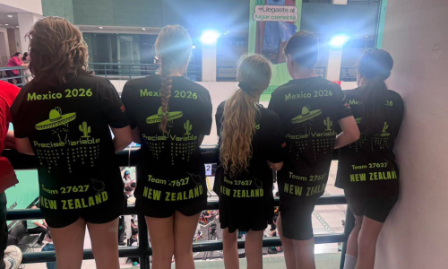 Precise Variable - a robotics team from Hunua Primary School, New Zealand watching other teams compete at First Tech Challenge in Mexico